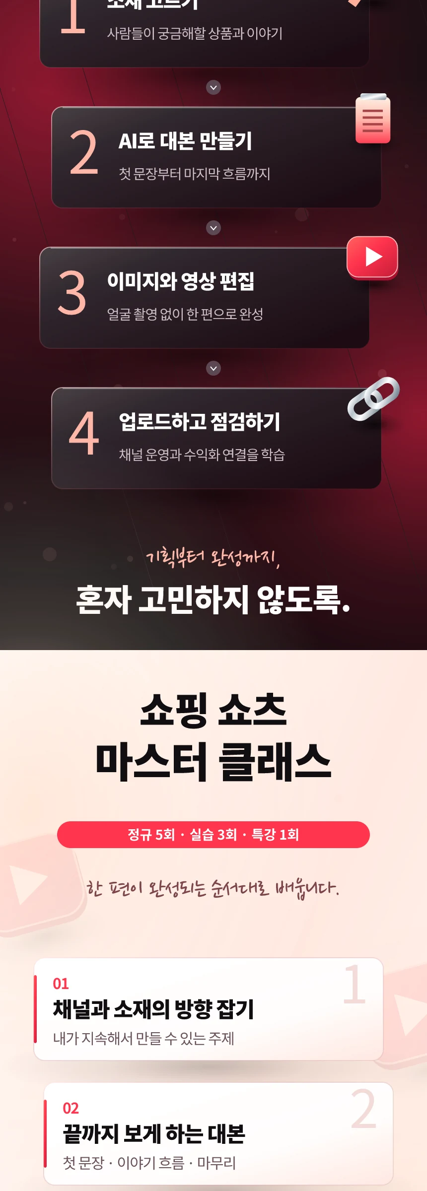 소재 발굴·대본·이미지·업로드 연결과 실전 클래스 커리큘럼 소개